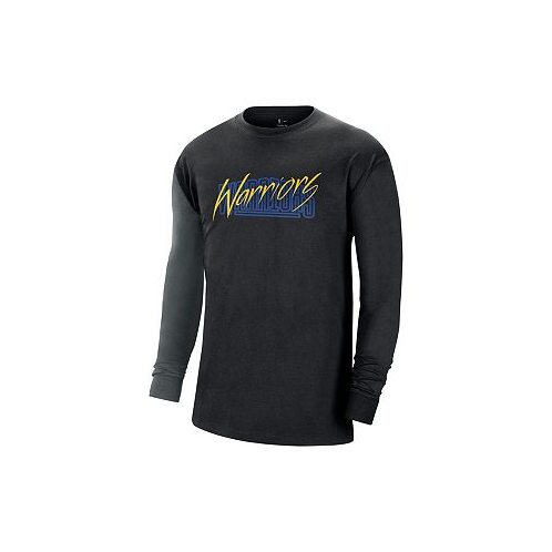 Nike Mens Black Golden State Warriors Courtside Versus Flight MAX90 Long Sleeve T-shirt