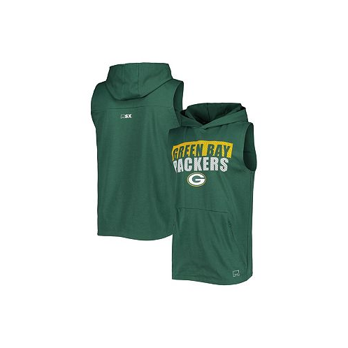 MSX by Michael Strahan Mens Green Green Bay Packers Relay Sleeveless Pullover Hoodie