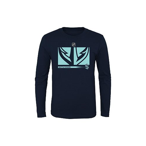Fanatics Big Boys Navy Seattle Kraken Authentic Pro Secondary Logo Long Sleeve T-shirt