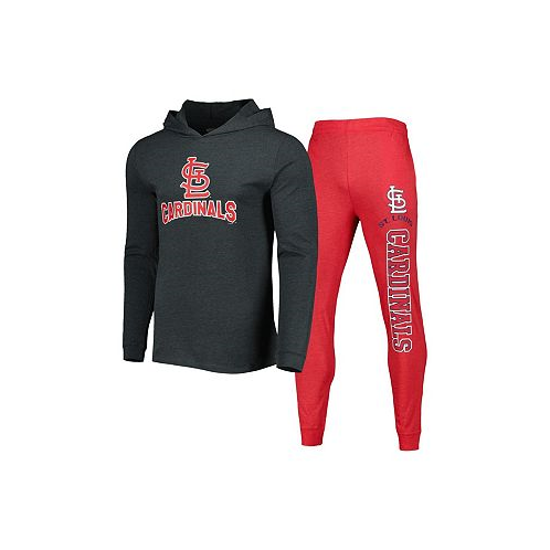 Concepts Sport Mens Heather Red Heather Charcoal St. Louis Cardinals Meter Pullover Hoodie and Joggers Set