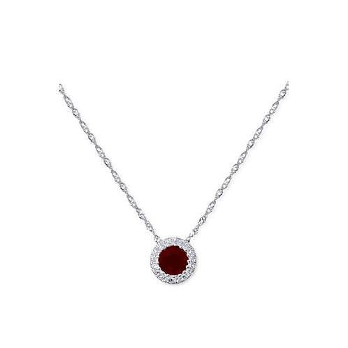 Macys Sapphire ( 3/8 ct. t.w.) & Diamond Accent Pendant Necklace in 14k White Gold 16 + 2 extender (Also Available in Emerald & Ruby)