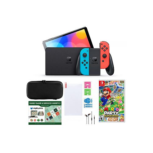 Nintendo Switch OLED in Neon with Mario Party Accessories & Voucher