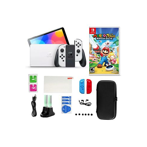 Nintendo Switch OLED White with Mario Rabbids Kingdom Battle & Accessories