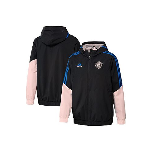 Adidas Mens Black Manchester United Training All-Weather Raglan Full-Zip Hoodie Jacket