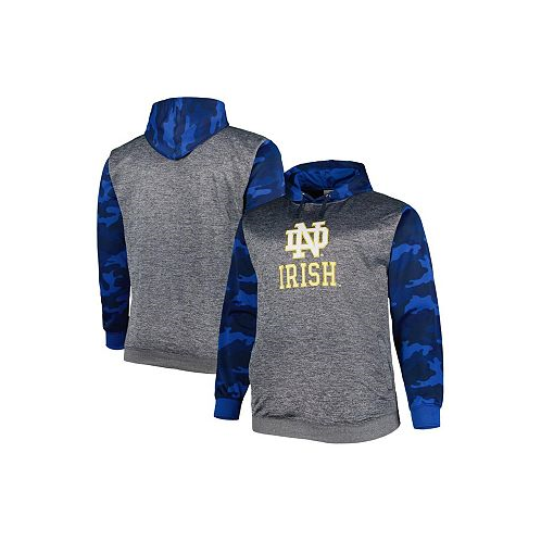 Profile Mens Charcoal Notre Dame Fighting Irish Camo Big and Tall Pullover Hoodie