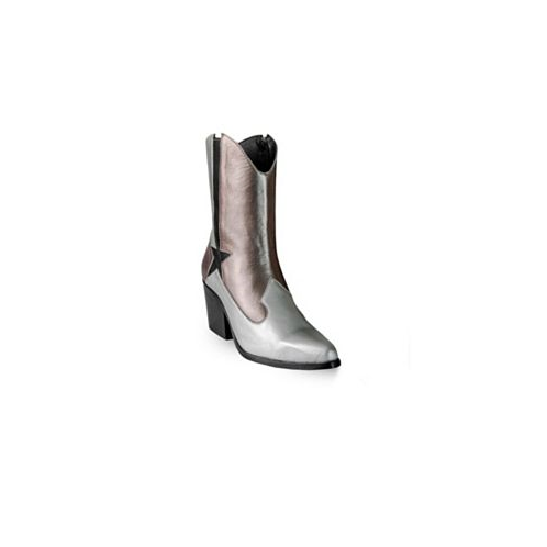Womens Silver Metallic Premium Leather Star Icon Boots Stella By Bala Di Gala