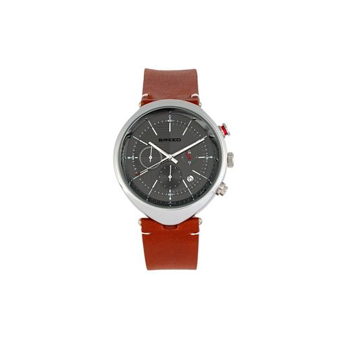 Breed Men Tempest Leather Watch - Brown/Grey 43mm
