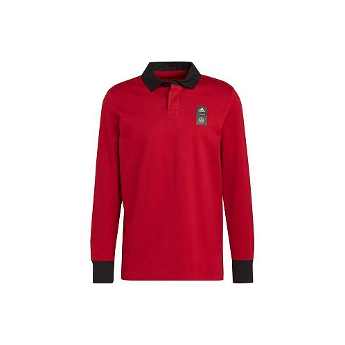 Adidas Mens 2023 Player Red Atlanta United FC Travel Long Sleeve Polo Shirt