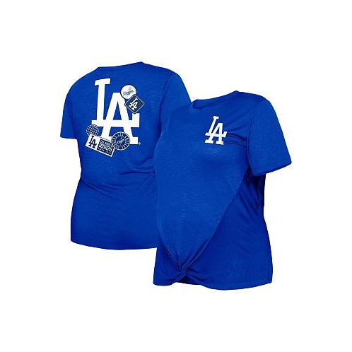 New Era Womens Royal Los Angeles Dodgers Plus Size Two-Hit Front Knot T-shirt