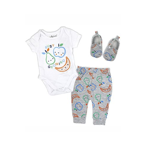 Lily & Jack Baby Boys Busy Growing Bodysuit Jogger Pants and Shoes 3 Piece Set