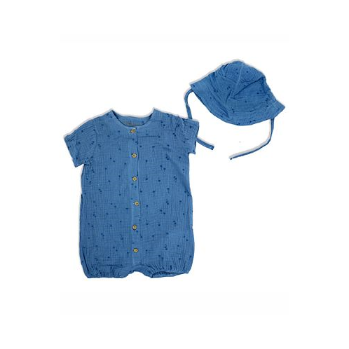 Lily & Jack Baby Boys Muslin Romper and Sun Hat 2 Piece Set