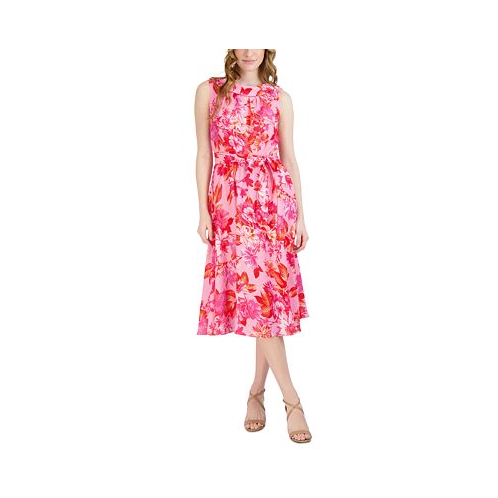 Donna Ricco Womens Floral-Print Fit & Flare Dress