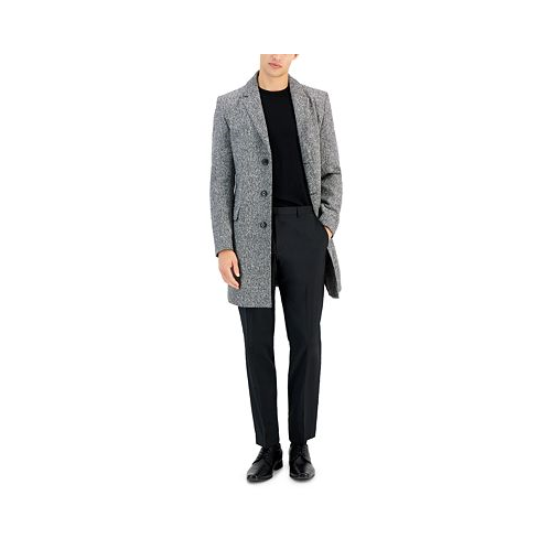 HUGO Mens Slim-Fit Migor Charcoal Overcoat