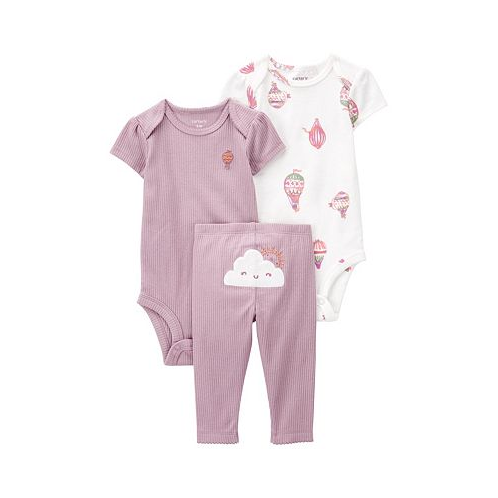 Carters Baby Girls Cloud Bodysuits and Pants 3 Piece Set