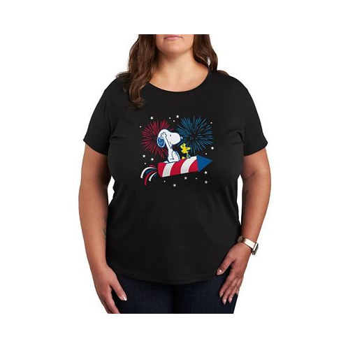 Hybrid Apparel Trendy Plus Size Peanuts 4th of July Graphic T-Shirt