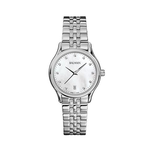Balmain Womens Swiss Beleganza Diamond (1/20 ct. t.w.) Stainless Steel Bracelet Watch 32mm