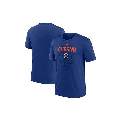 Nike Mens Royal New York Mets Rewind Retro Tri-Blend T-shirt