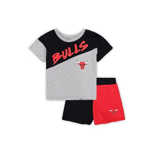 Outerstuff Toddler Boys and Girls Black Gray Chicago Bulls Super Star T-shirt and Shorts Set