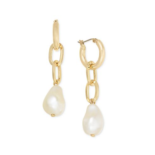 On 34th Imitation-Pearl Linear Chain Drop Earrings