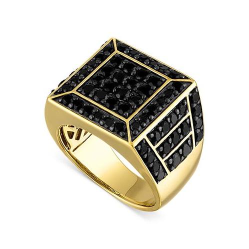 Esquire Mens Jewelry Black Spinel Square Cluster Ring (4 ct. t.w.) in 18k Gold-Plated Sterling Silver