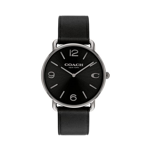 COACH Unisex Elliot Black Leather Strap Watch 40mm