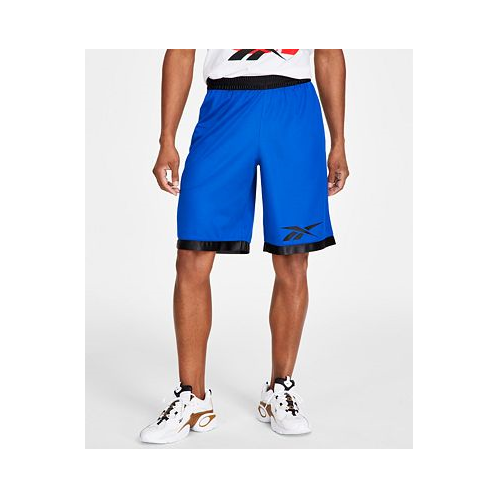 Reebok Mens Regular-Fit Logo-Print Mesh Basketball Shorts