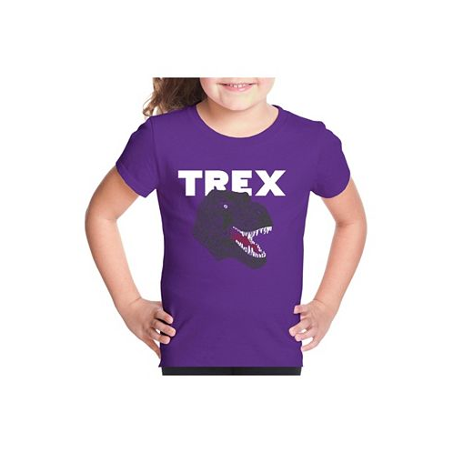 LA Pop Art Big Girls Word Art T-shirt - T-Rex Head