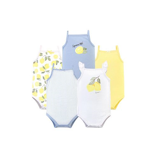 Hudson Baby Baby Girls Cotton Sleeveless Bodysuits 5pk Lemon