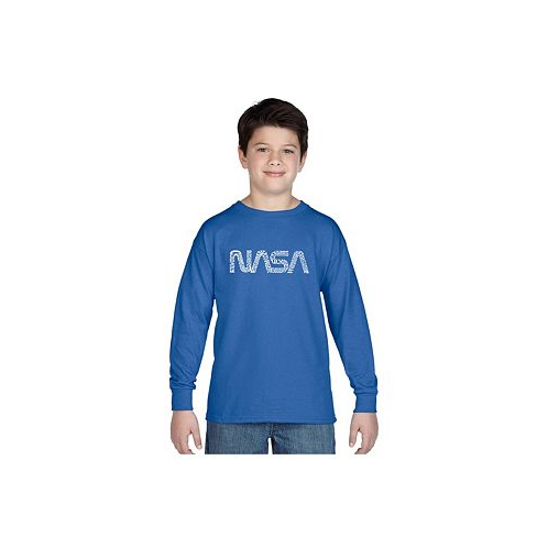 LA Pop Art Big Boys Word Art Long Sleeve T-shirt - Worm Nasa