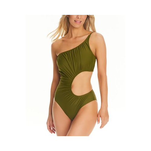 Bar III Womens Asymmetrical Cutout One-Piece Swimsuit