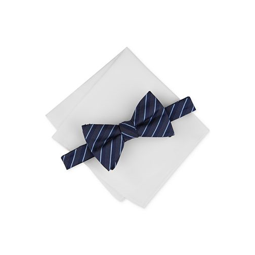Alfani Mens Vinton Stripe Bow Tie & Pocket Square Set