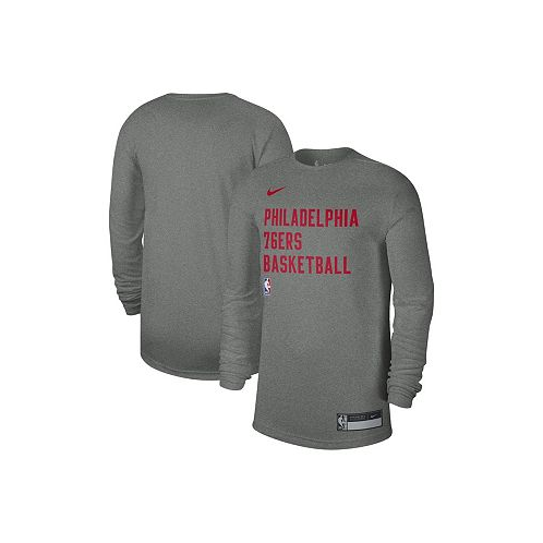 Nike Mens and Womens Heather Gray Philadelphia 76ers 2023/24 Legend On-Court Practice Long Sleeve T-shirt