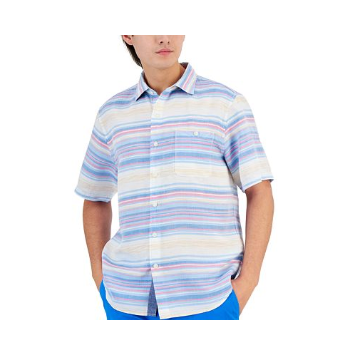 Tommy Bahama Mens Cloud Nine Short-Sleeve Striped Button-Front Shirt