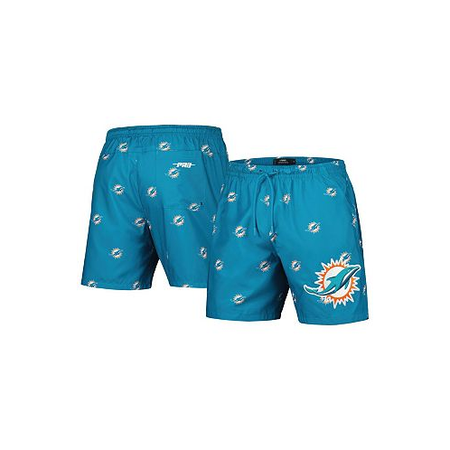 Pro Standard Mens Aqua Miami Dolphins Allover Print Mini Logo Shorts
