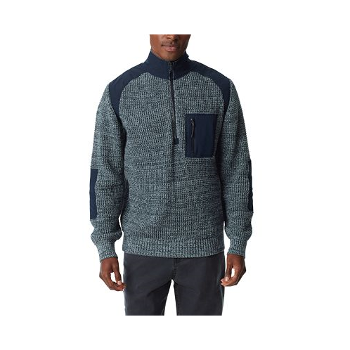 BASS OUTDOOR Mens Quarter-Zip Long Sleeve Pullover Patch Sweater