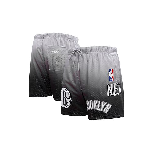 Pro Standard Mens Black Gray Brooklyn Nets Ombre Mesh Shorts