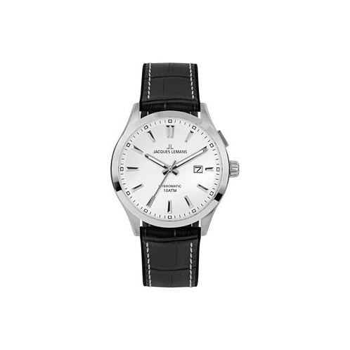 Jacques Lemans Mens Hybromatic Watch with Silicone/Leather Strap and Solid Stainless Steel 1-2130