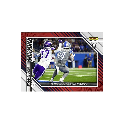 Panini America Amon-Ra St. Brown Detroit Lions Parallel Instant NFL Week 13 St. Brown Hauls in Walk-Off Touchdown Single Rookie Trading Card - Limited Edition of 99