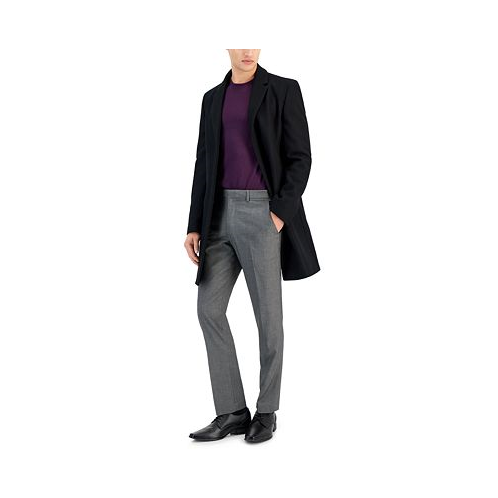 Hugo Boss Mens Slim-Fit Wool Classic Black Overcoat