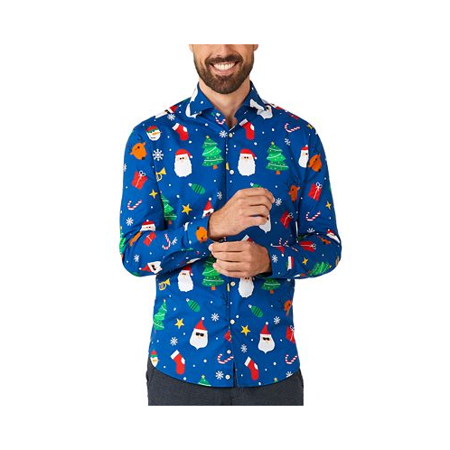 OppoSuits Mens Long-Sleeve Blue Festivity Shirt