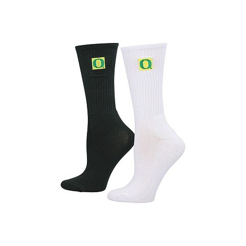 ZooZatz Womens Green White Oregon Ducks 2-Pack Quarter-Length Socks