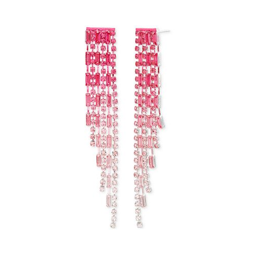 Kensie Pink Ombre Rhinestone Chain Fringe Linear Earrings