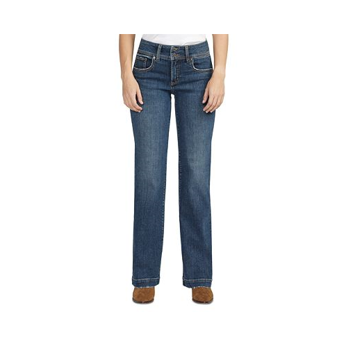 Silver Jeans Co. Womens Suki Mid Rise Curvy-Fit Trouser-Leg Denim Jeans