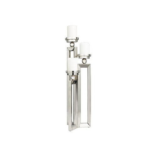 Rosemary Lane Stainless Steel Open Frame Geometric Candelabra with Various Rectangles 8 x 8 x 23
