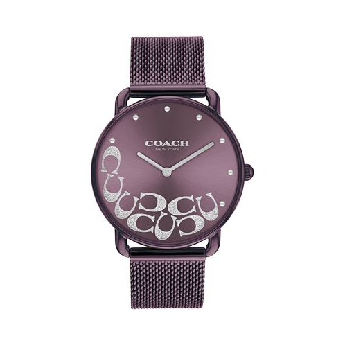 COACH Womens Elliot Purple Stainless Steel Mesh Watch 36mm