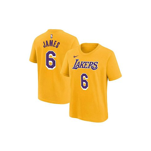 Nike Big Boys LeBron James Gold Los Angeles Lakers Icon Name and Number T-shirt