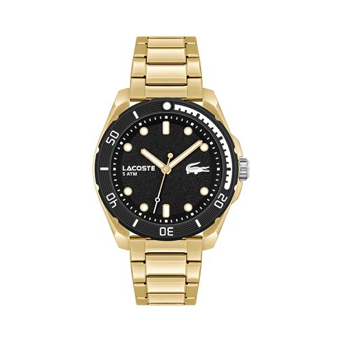 Lacoste Mens Finn Quartz Gold-Tone Bracelet Watch 44mm