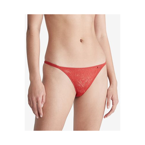 Calvin Klein Womens Sheer Marquisette Lace High-Leg Tanga Underwear QF7105