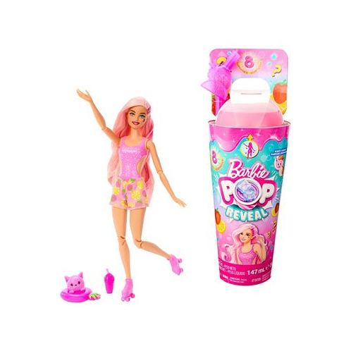 Barbie Pop Reveal Fruit Series Strawberry Lemonade Doll 8 Surprises Include Pet Slime Scent & Color Change