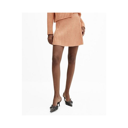 MANGO Womens Flared Ribbed Skirt